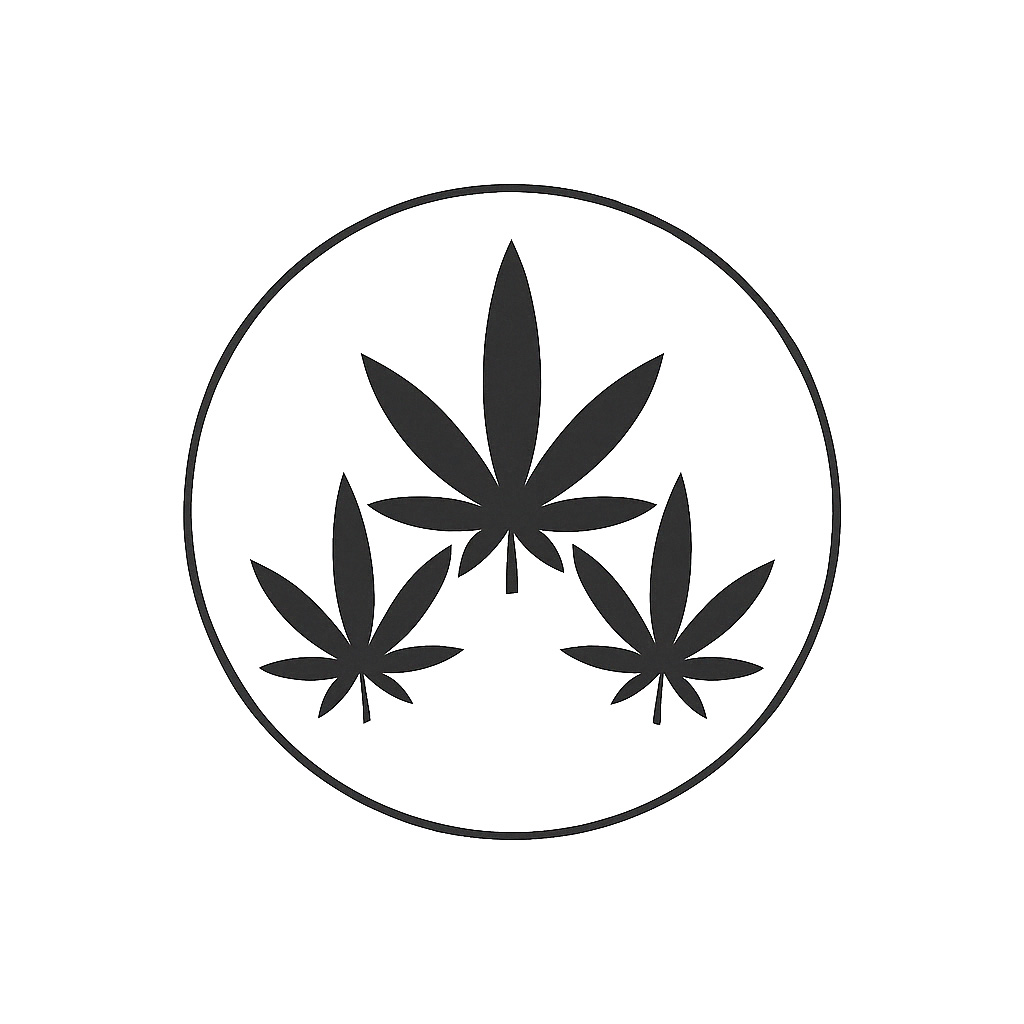 Icon mit drei stilisierten Cannabisblättern – Übersicht über Cannabissorten beim CSC Niedersachsen e.V.
